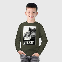 Лонгслив хлопковый детский Limp Bizkit all, цвет: меланж-хаки — фото 2