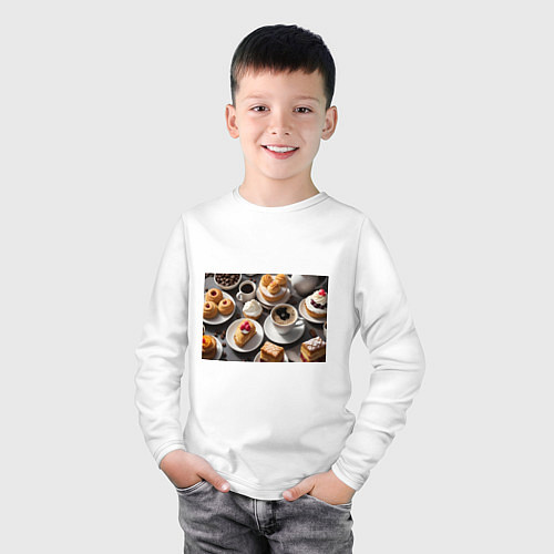 Детский лонгслив Кофе и пирожные / Белый – фото 3