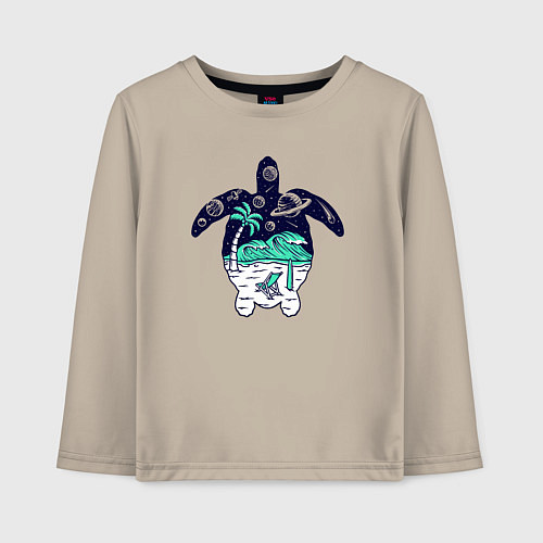 Детский лонгслив Space turtle / Миндальный – фото 1