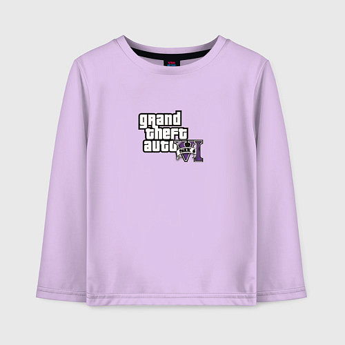 Детский лонгслив Grand Theft Auto 6 vice city logo / Лаванда – фото 1