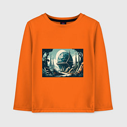 Лонгслив хлопковый детский Фантастика круглое здание, цвет: оранжевый