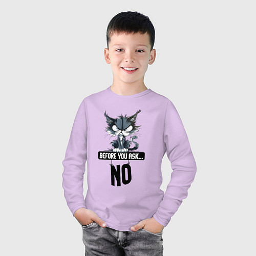 Детский лонгслив Прежде чем ты спросишь - нет / Лаванда – фото 3
