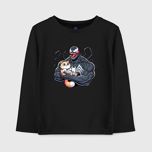 Детский лонгслив Веном с котиком / Черный – фото 1