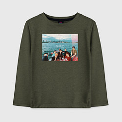 Лонгслив хлопковый детский Got7 на фоне сеула, цвет: меланж-хаки