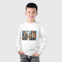 Лонгслив хлопковый детский Архитектура город абстракция, цвет: белый — фото 2