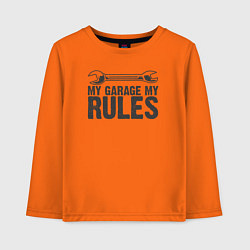 Лонгслив хлопковый детский В моём гараже мои правила, цвет: оранжевый