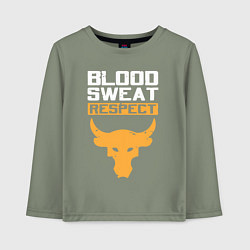 Лонгслив хлопковый детский Blood sweet respect logo, цвет: авокадо