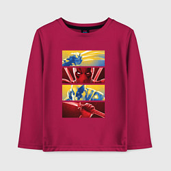 Лонгслив хлопковый детский Дэдпул и Росомаха - комикс, цвет: маджента