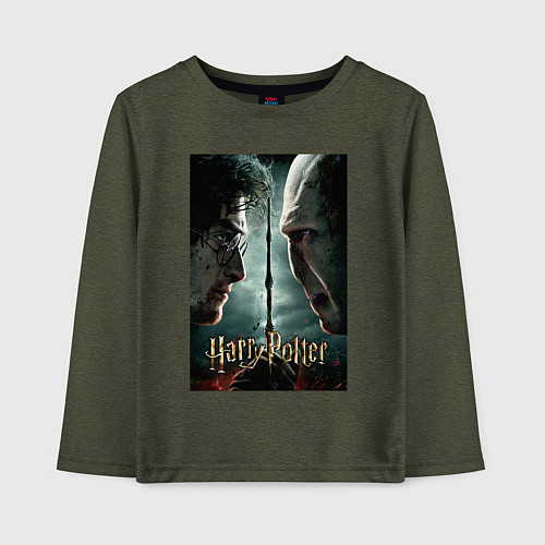 Детский лонгслив Череп - своя культура / Меланж-хаки – фото 1