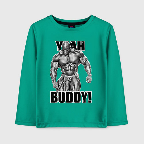 Детский лонгслив Ronnie Coleman- yeah buddy / Зеленый – фото 1