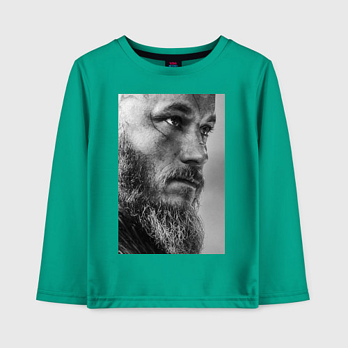 Детский лонгслив Рагнар: воин севера / Зеленый – фото 1