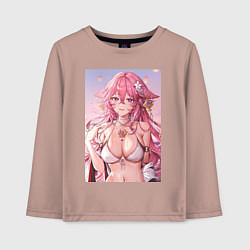 Лонгслив хлопковый детский Яэ Мико, цвет: пыльно-розовый