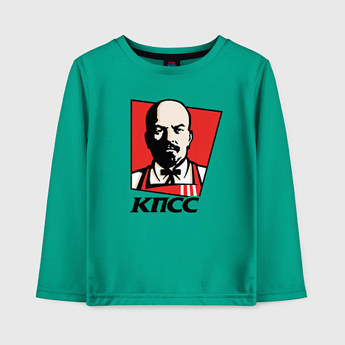 Детский лонгслив Владимир Ленин КПСС / Зеленый – фото 1