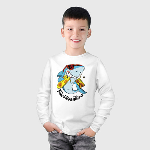 Детский лонгслив Fuerteventura summer style - shark / Белый – фото 3