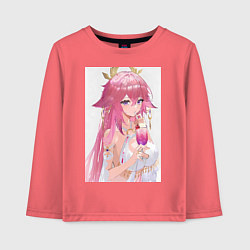 Лонгслив хлопковый детский Genshin Impact Яэ Мико, цвет: коралловый