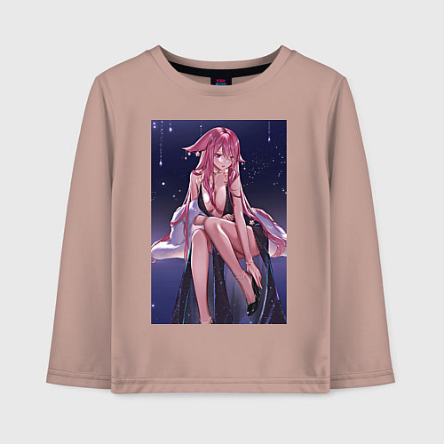 Детский лонгслив Геншин Яэ Мико / Пыльно-розовый – фото 1