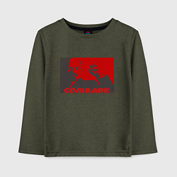 Лонгслив хлопковый детский Comrade, цвет: меланж-хаки