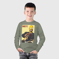 Лонгслив хлопковый детский Пародия на плакаты СССР Гомер Симпсон, цвет: авокадо — фото 2