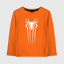 Лонгслив хлопковый детский Белая эмблема Человека-паука, цвет: оранжевый