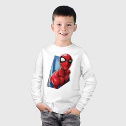 Лонгслив хлопковый детский Человек-паук и город, цвет: белый — фото 2