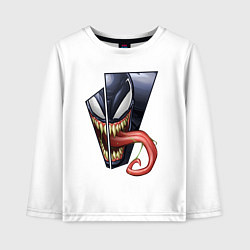 Лонгслив хлопковый детский Venom with tongue sticking out, цвет: белый