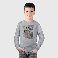 Лонгслив хлопковый детский Unknown specis - Baby Yoda, цвет: меланж — фото 2