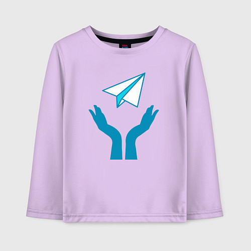 Детский лонгслив Самолет телеграм / Лаванда – фото 1