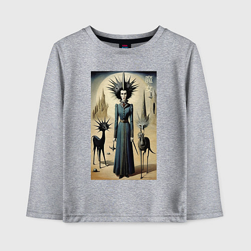 Детский лонгслив Ведьма с похожей планеты - готика / Меланж – фото 1