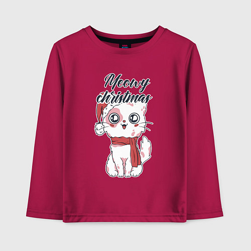 Детский лонгслив Christmas Cat / Маджента – фото 1