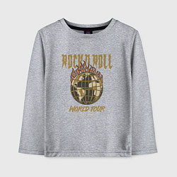 Лонгслив хлопковый детский Рок н ролл мировой тур, цвет: меланж