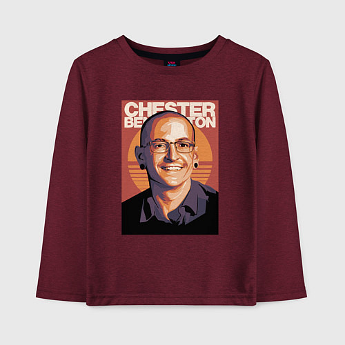 Детский лонгслив Chester из Linkin park / Меланж-бордовый – фото 1