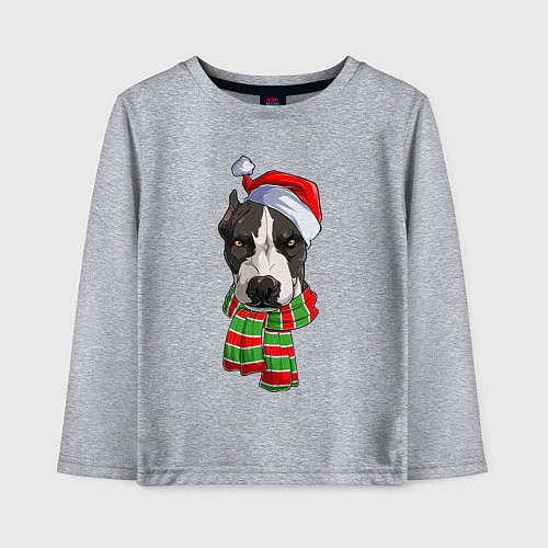 Детский лонгслив Новогодний питбуль / Меланж – фото 1