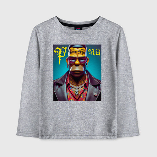 Детский лонгслив Homer Simpson - punk is not dead / Меланж – фото 1