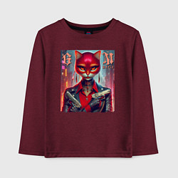 Лонгслив хлопковый детский Godmother of the mafia - ai art fantasy, цвет: меланж-бордовый