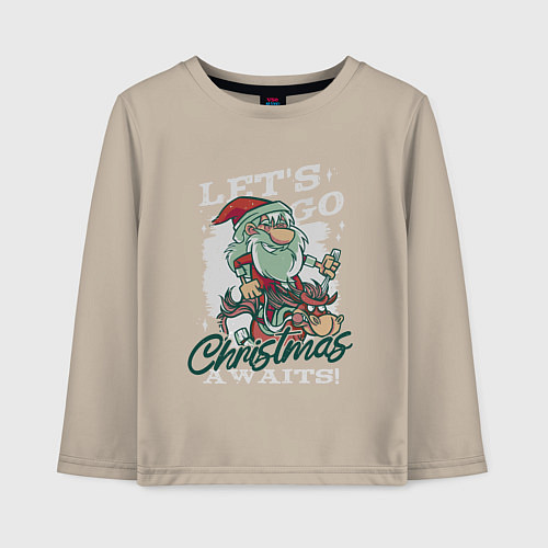 Детский лонгслив Рождество ждет / Миндальный – фото 1
