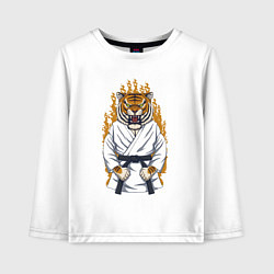 Лонгслив хлопковый детский Карате тигр, цвет: белый