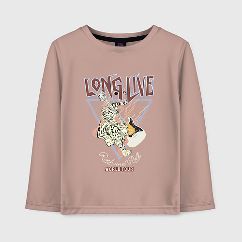 Детский лонгслив Живи долго рок н роллом / Пыльно-розовый – фото 1