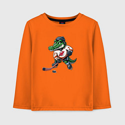 Лонгслив хлопковый детский Crocodile is the forward of the New Jersey devils, цвет: оранжевый