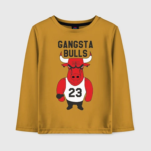 Детский лонгслив Gangsta Bulls 23 / Горчичный – фото 1