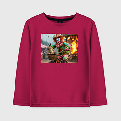 Лонгслив хлопковый детский Клоун с зайцем, цвет: маджента