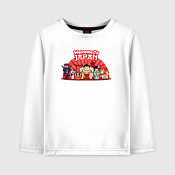 Лонгслив хлопковый детский Welcome to Japan, цвет: белый