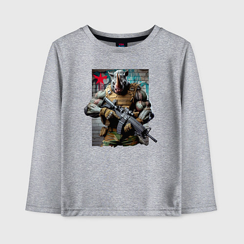 Детский лонгслив Cool rhino - special forces / Меланж – фото 1