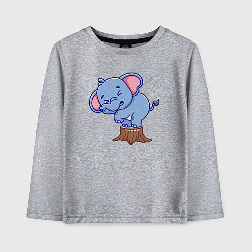 Детский лонгслив Слонёнок на пеньке / Меланж – фото 1