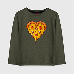 Лонгслив хлопковый детский Сердечная пицца, цвет: меланж-хаки