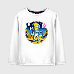 Лонгслив хлопковый детский Космонавт Барт Симпсон на другой планете, цвет: белый
