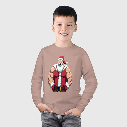 Детский лонгслив Дед мороз и кроссфит / Пыльно-розовый – фото 3