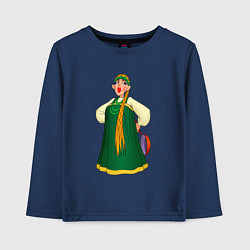 Лонгслив хлопковый детский Баба, цвет: тёмно-синий