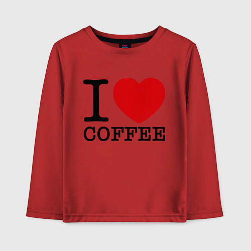 Детский лонгслив I love coffee / Красный – фото 1