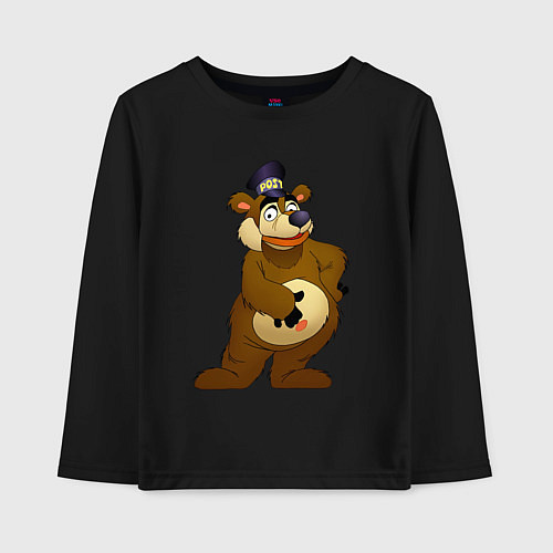 Детский лонгслив Мишка-почтальон / Черный – фото 1