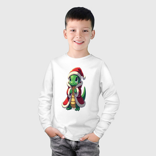 Детский лонгслив Новогодний змеёныш / Белый – фото 3